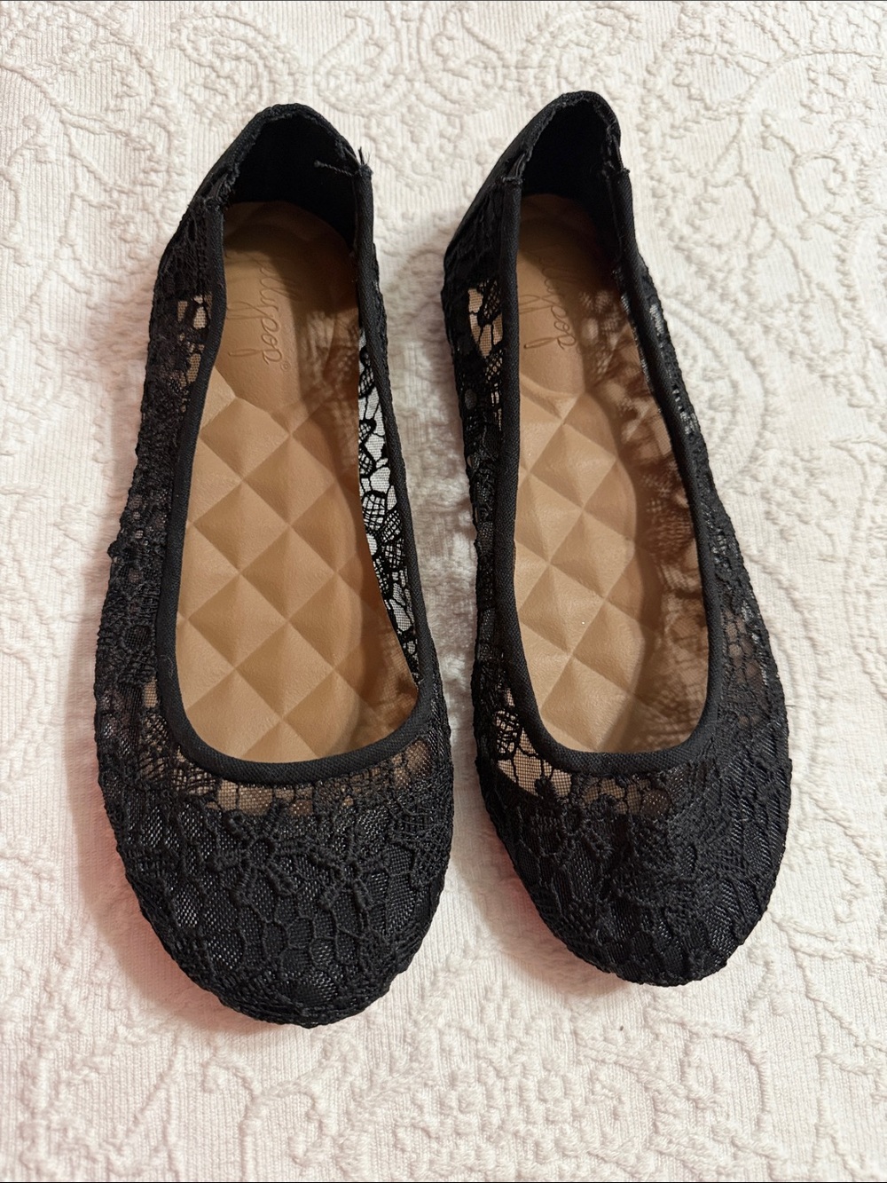 Jellypop Black Lace Ballet Flats Size 6.5